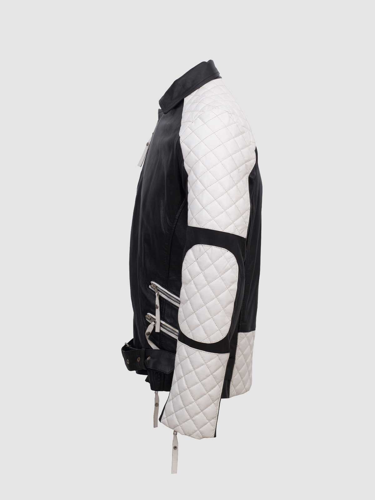 Men's Leather Genuine Lambskin Stylish Biker leather Bi-Color jacket