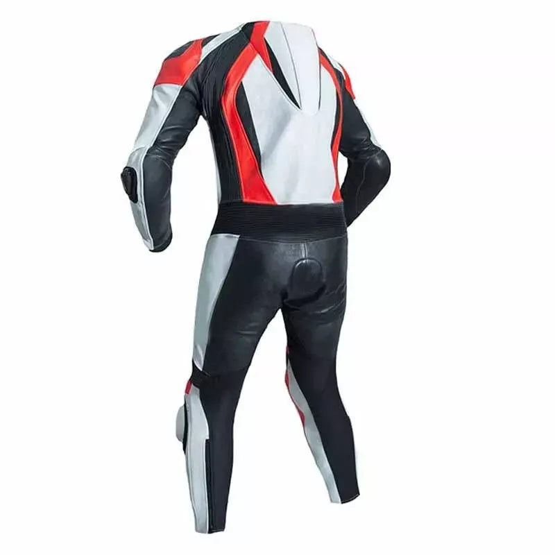 Red and White Custom Motorcycle Racing Suit.