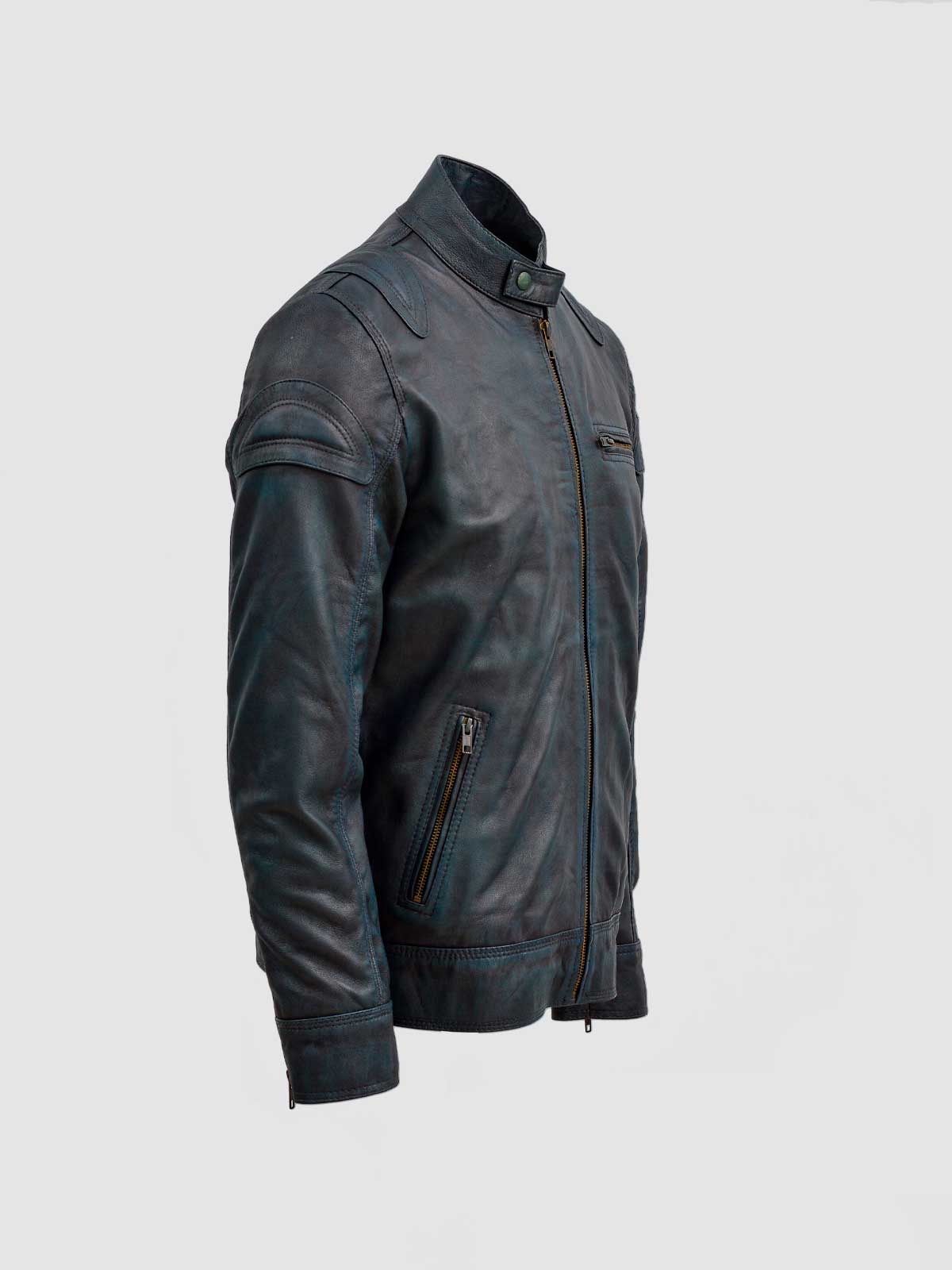 Pyramid Blue Leather Waxed Jacket