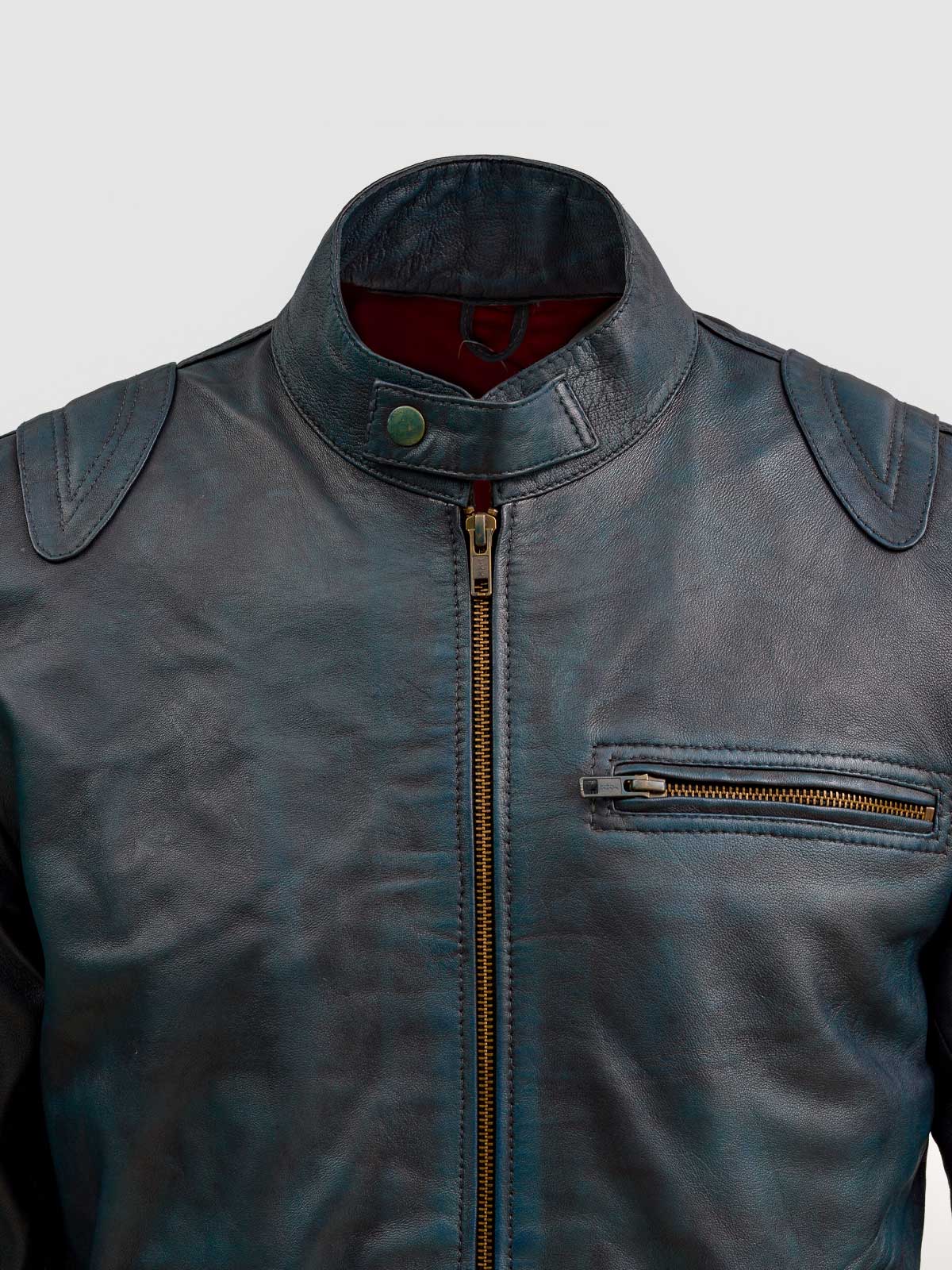 Pyramid Blue Leather Waxed Jacket