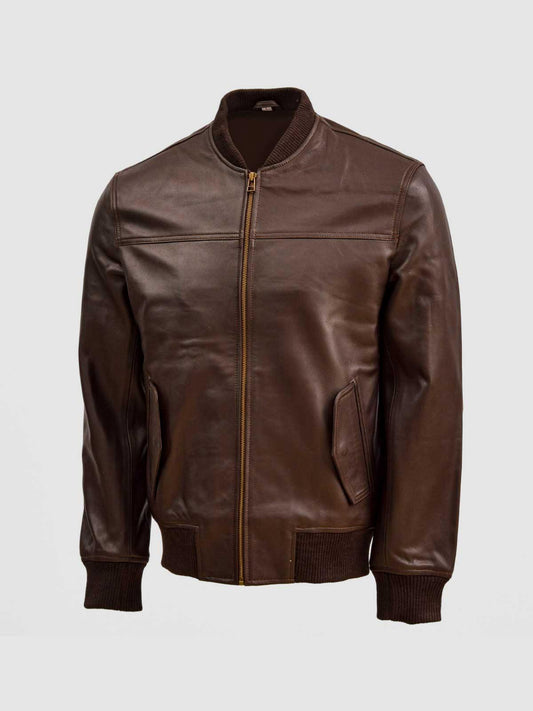 Brown Bomber Leather Jacket