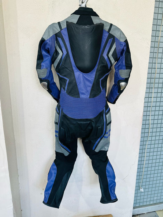 Black and Purple One Piece Custom Motorcycle Racing Suit.