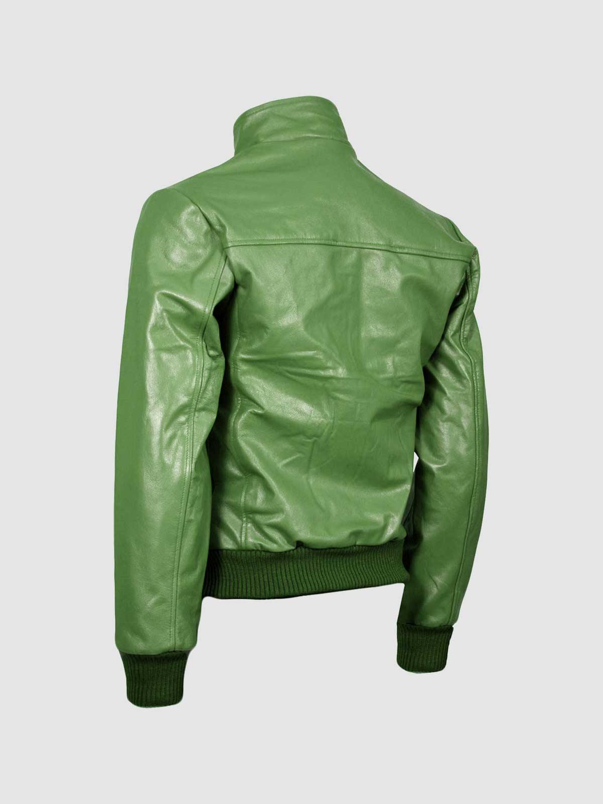 Men’s Green Bomber Leather Jacket