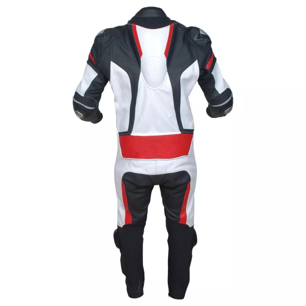 White and Black Custom Motorcycle Racing Suit.