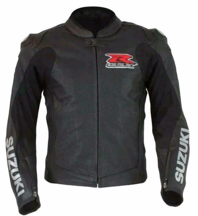 DAJ 0228 Suzuki Black GSXR Motorcycle Racing Leather Jacket