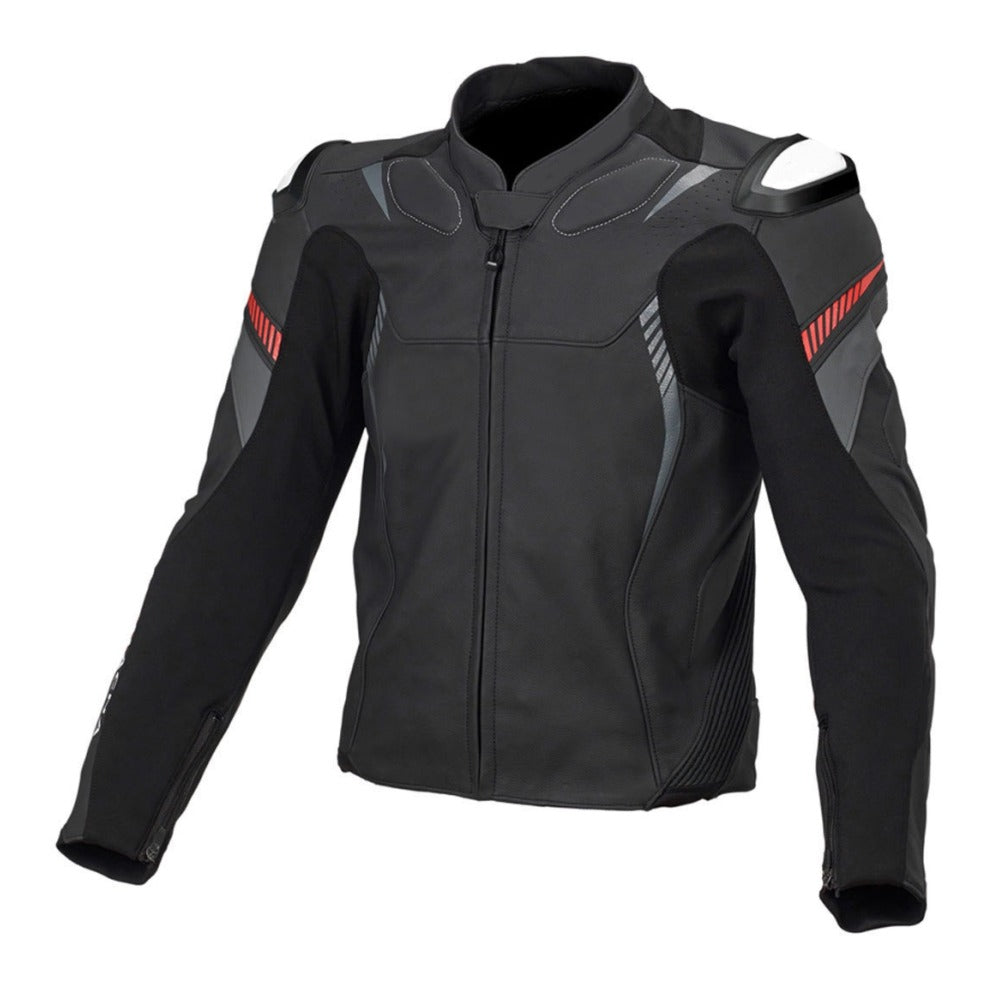 Black Custom Motorcycle Leather Jacket.