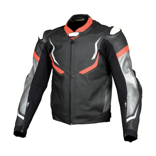 Black Grey and Orange Motorcycle Leather Jacket