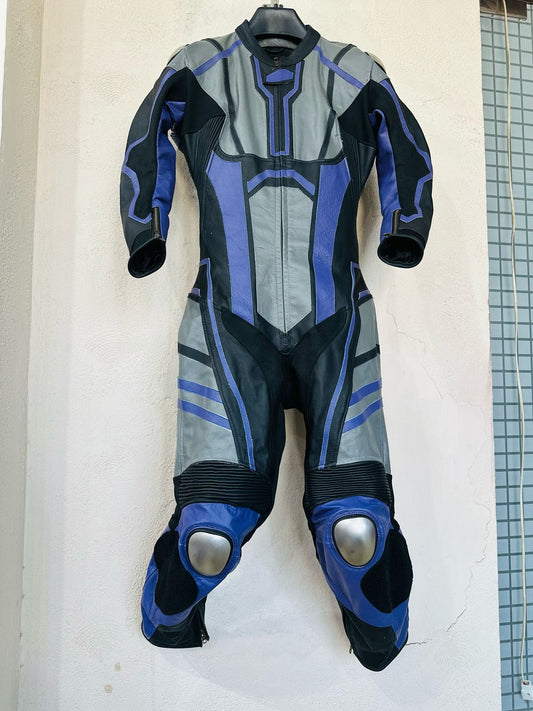 Black and Purple One Piece Custom Motorcycle Racing Suit.