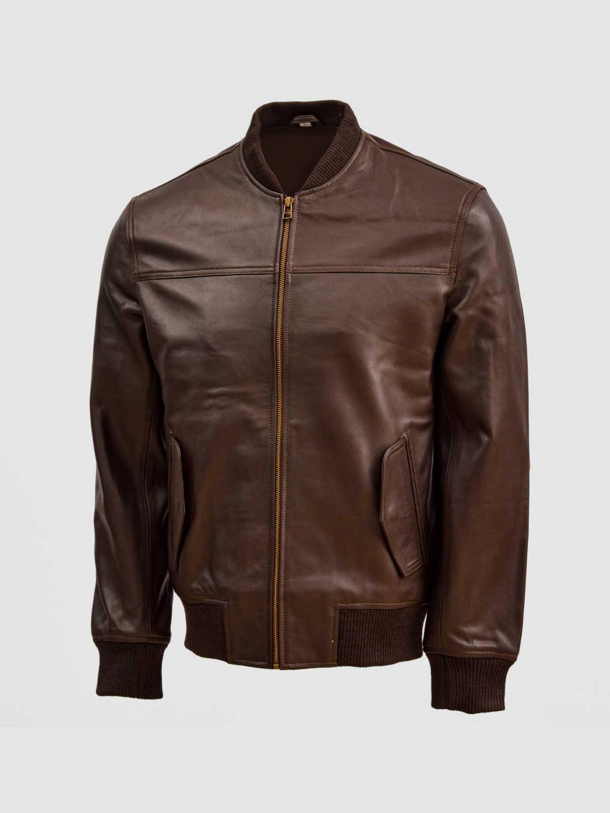 Brown Bomber Leather Jacket