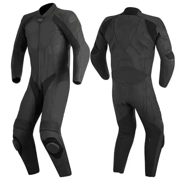 Jet Black Custom Motorcycle Racing Suit.