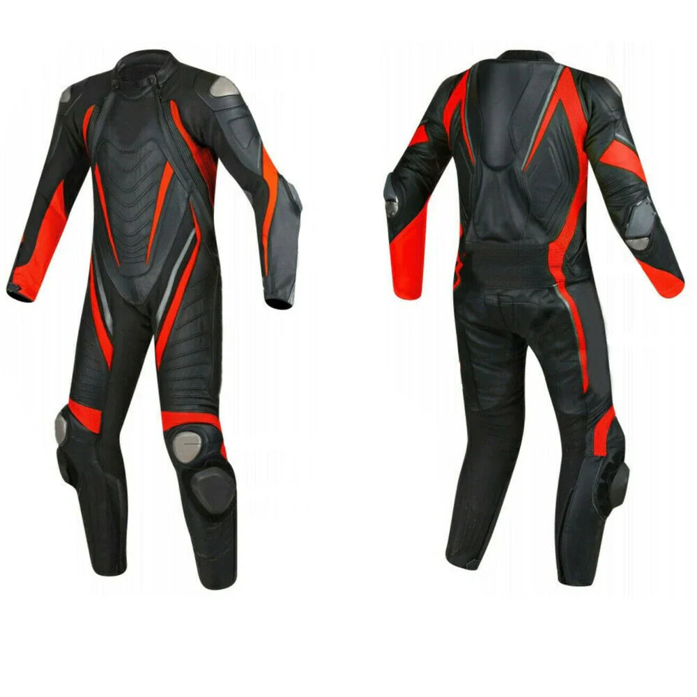 Red and Black One Piece Custom Motorcycle Racing Suit