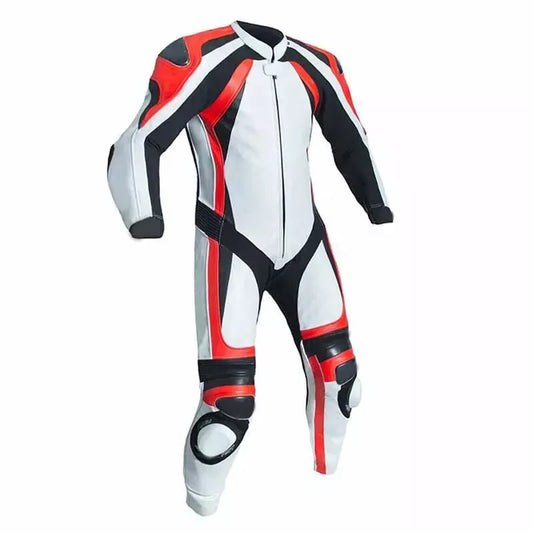 Red and White Custom Motorcycle Racing Suit.