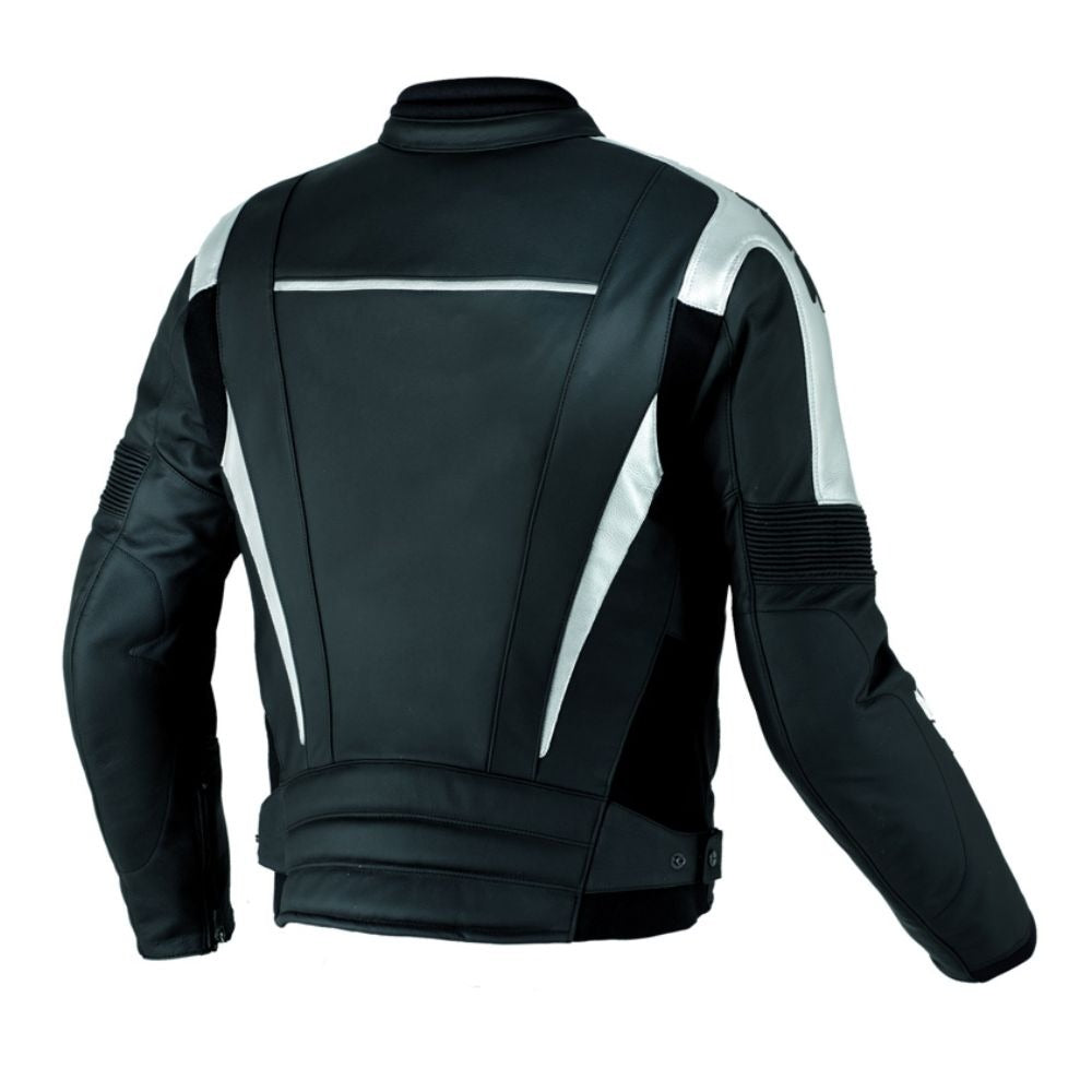 Silver and Black Custom Motorcycle Leather Jacket.