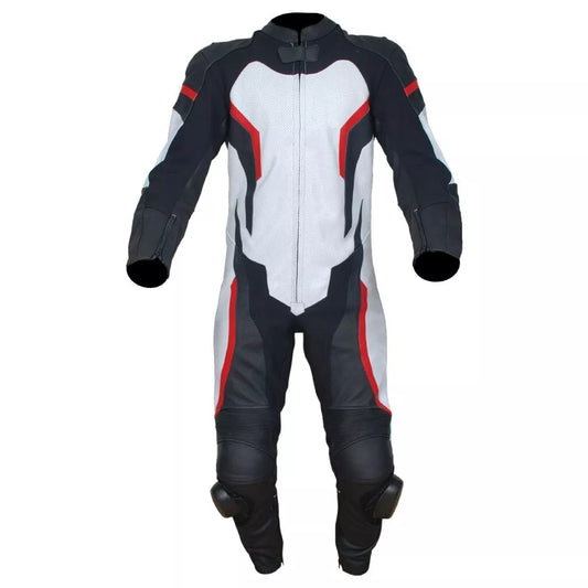 White and Black Custom Motorcycle Racing Suit.