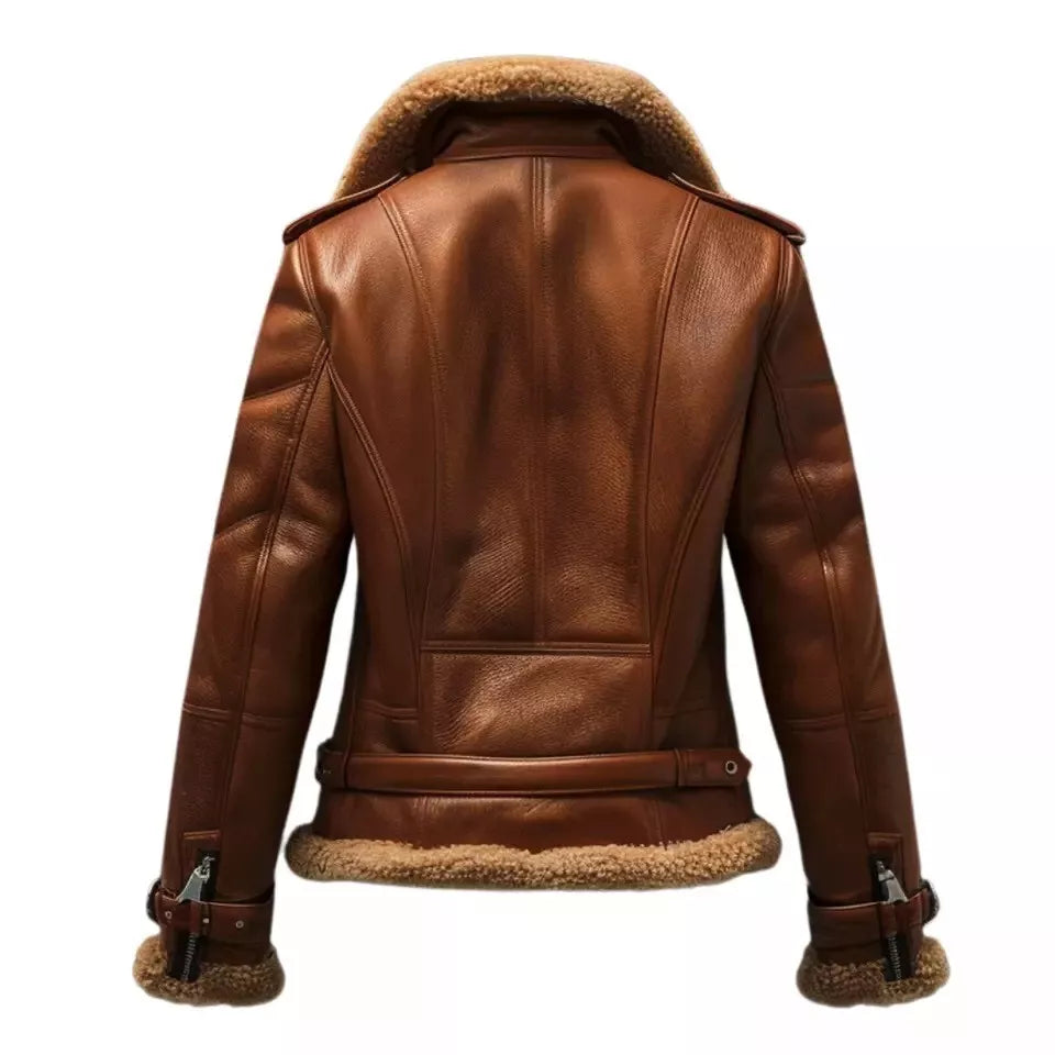 Brown Women Vintage Sheep Leather Jacket